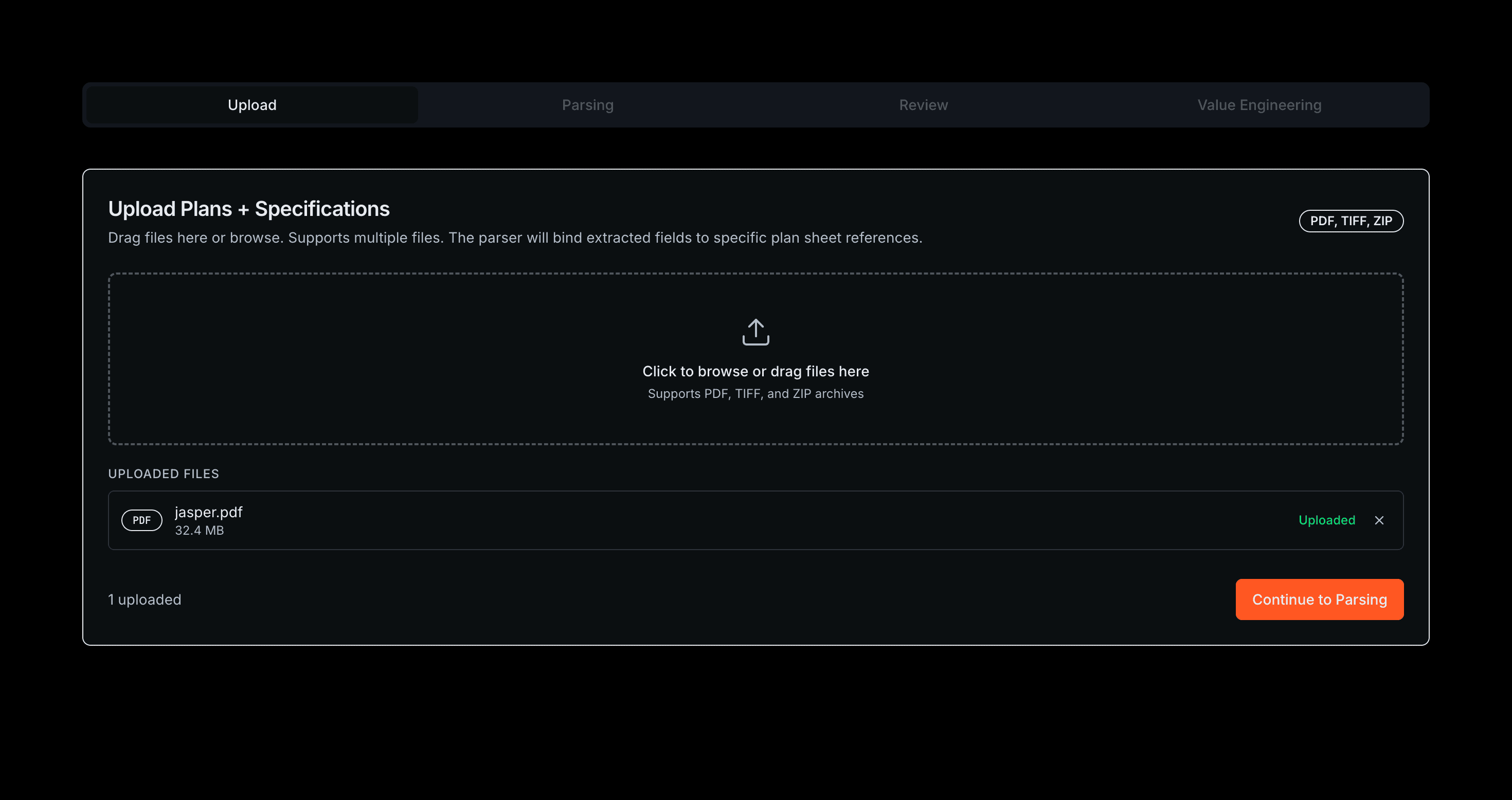 Plan Parsing Interface, 1 of 3